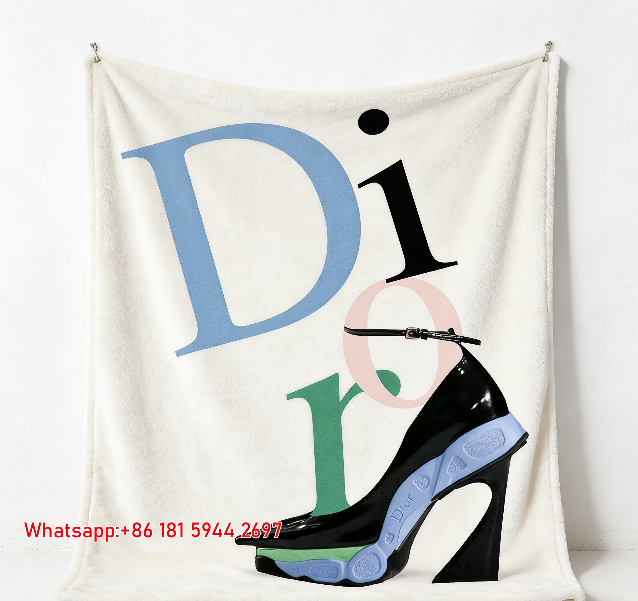 Dior High Heel Art Flannel Sofa Throw Blanket D354